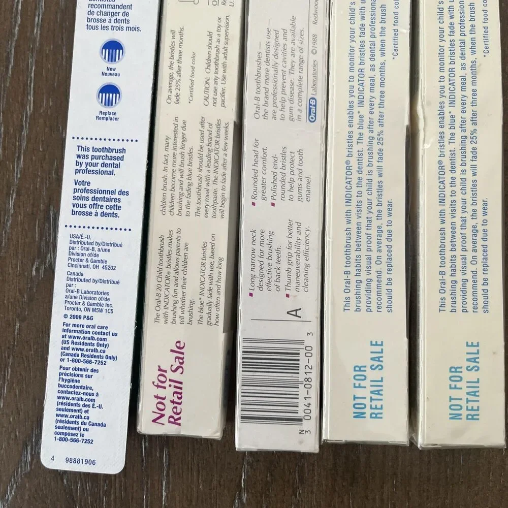 5 VTG Oral-B 20 Child Soft Straight Toothbrushes Dental Indicator - TEACH KIDS